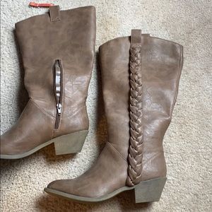 Brown leather boots